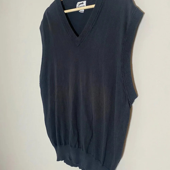 Slazenger Men's Large Outdoors Golf V-Neck Cotton Sweater Vest Pullover in Black - Picture 8 of 16